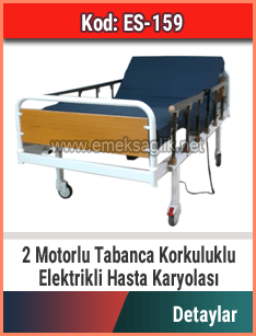 2 motorlu tabanca korkuluklu elektrikli hasta karyolası