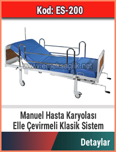 Manuel çevirmeli sistem hasta karyolası