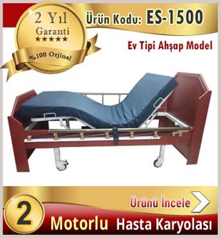 İki motorlu ahşap ev tipi hasta yatağı